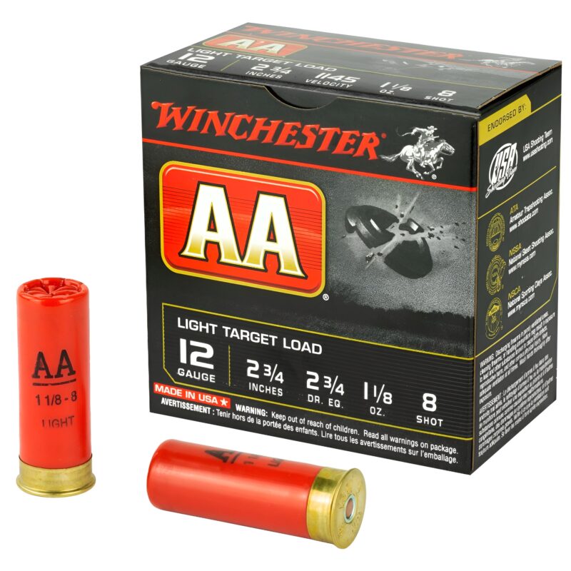 WINCHESTER AA 12 GA 2.75IN 1-1/8 OZ #8 LEAD 1145 FPS 25 RD/BOX