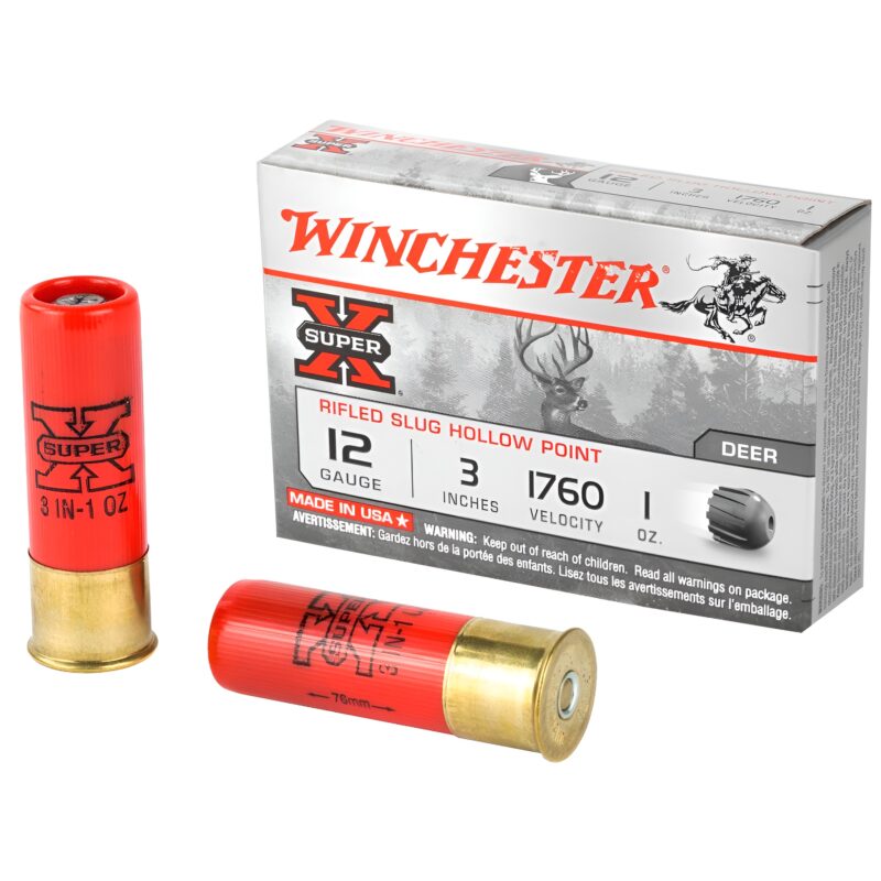 WINCHESTER SUPER X 12 GA 3IN 1 OZ RIFLED HOLLOW POINT SLUG 1760 FPS 5 RD/BOX