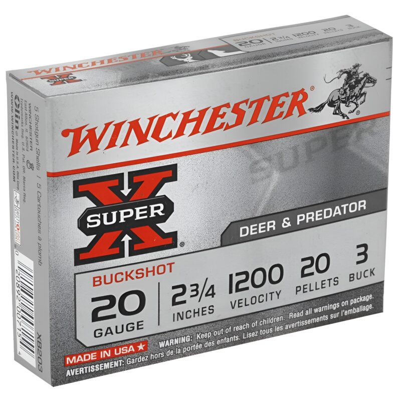 Winchester Super X 20 GA 2.75IN 20 Pellets 3 Buck 1200 FPS 5 RD/BOX