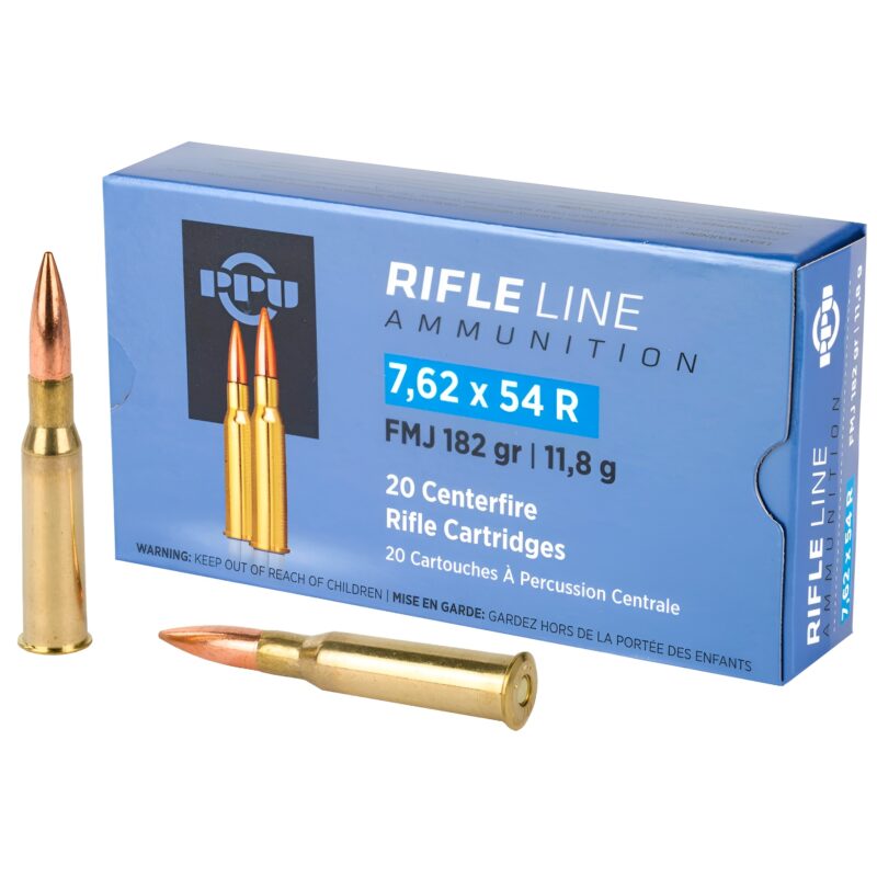 PPU RIFLE 7.62X54R 182 GR FMJ 2625 FPS 20 RD/BOX